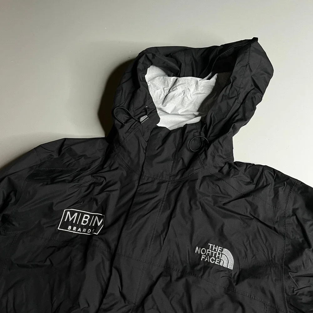 The North Face Mens DryVent Rain Jacket Black Hooded Windbreaker MIBIN Small